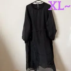 【新品】ゆったりサイズXL SHEIN FRIFUL シフォン重ねワンピース　黒