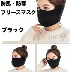 男女兼用 耳当て付き フリース マスク 防寒 防風 イヤーマフラー ブラック
