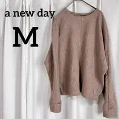 a new day 【Mサイズ】ブラウン リブ編み 長袖セーター ゆったり