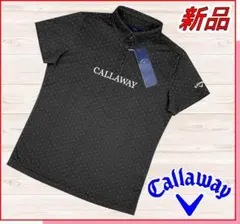【新品】キャロウェイゴルフシャツポリエステルカノコドット柄半袖黒L11号