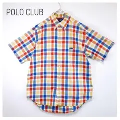 ポロクラブ カラフルチェックシャツ カジュアル コットン100% 洗える 夏 M