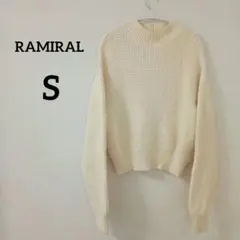 【美品】RAMIRAL ラミラル ワッフル編み ハイネックニット アイボリー S
