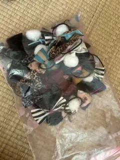 リボン・ポンポン付きヘアゴムセット