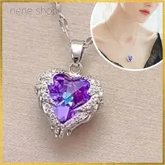 【新品】ハート型ネックレス シルバー ペンダント クリスタル ジルコニア v
