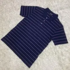 極美品　コムサイズム　半袖ポロシャツ　ゴルフ　ネイビー　ボーダー　Mサイズ