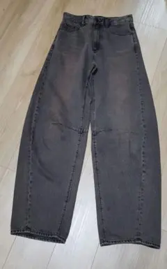 Gu ブラウン ワイドレッグ デニムパンツ