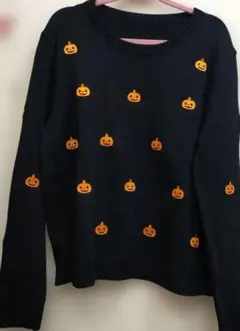 B-2 SHEIN ハロウィン パンプキン柄 ニット セーター ブラック