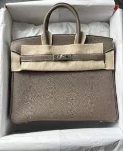 新品未使用 HERMES エルメス　バーキン25 エトープ　シルバー金具　K刻