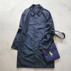 美品 ラルフローレン ナイロンコート 紺 リバーシブル 男女兼用 ロゴプレート