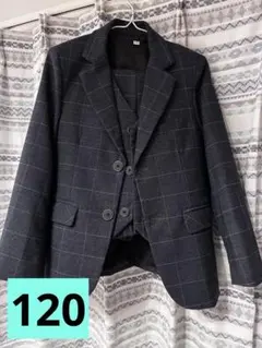 ダークグレー チェック柄 スーツセット120