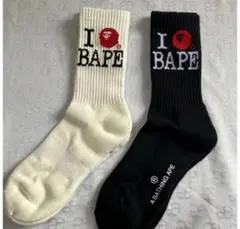 A BATHING APE ソックス 2足セット I LOVE BAPE Y⑧