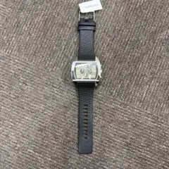 DIESEL メンズ 腕時計 ブラック レザーベルト