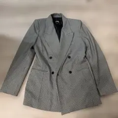 ZARA ギンガムチェック ダブルブレスト ジャケット
