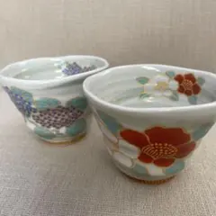 有田焼　仁清風 いっぷく椀　湯呑み　マルチカップ　小鉢　甘味椀　山茶花　紫陽花