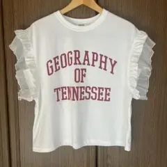 極美品✨ダブルフリル付きホワイトTシャツ Sサイズ