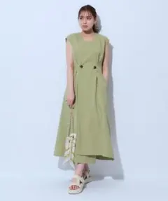 タグ付き未使用 ANAYI アナイ リネン調オックスフレアワンピース