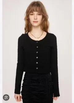 SLY BUMPY CUT JQ ブラック カーディガン