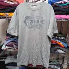 90sベトナム製М古着メンズヴィンテージtシャツ魚グレーロゴtシャツUSA直輸入