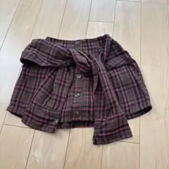 ピンクラテ　ブラウン・ピンクチェック柄スカート 130