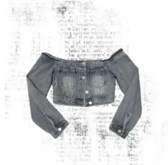 韓国ガーリー y2k オフショルダー デニムジャケット カジュアル ギャル