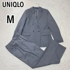 極美品 UNIQLO ダブル スーツ上下 ワイドパンツ M グレー