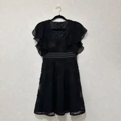 刺繍フラワードレス　オーガンジーレースワンピース　韓国ドレス　美ライン　Aライン