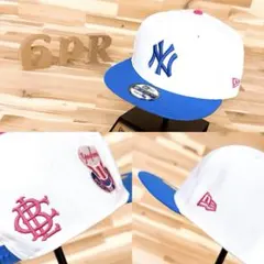 レア/廃番【ニューエラ×ビッグリーグチュー×ヤンキース】コラボ キャップ 白×青
