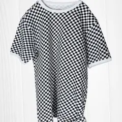 【良品】チェッカーパターン 半袖Tシャツ ストレッチSサイズ アディダス