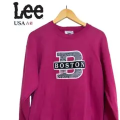 USA製 Lee リー BOSTON ビッグロゴ スウェット ピンク L 古着
