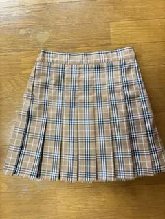 ブラウン系チェック プリーツミニスカート