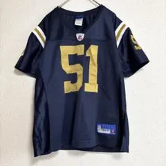 레어 리복 NFL 게임 셔츠 네이비 골드 미디엄 버마산 네이비 골드
