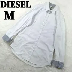 希少✨DIESEL 長袖BDシャツ 花柄 総柄 ストライプ Dロゴ ストレッチМ