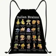 イタリアンブレインロットナップザック 黒 42cm x 34cm