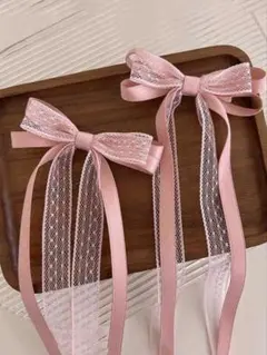 リボン　ピンク　ウェディング　ヘッドドレス