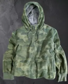 Y2K 00s OLD UNIQLO 迷彩柄 ジップパーカー ボアパーカー 短丈
