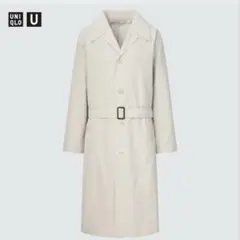 美品UNIQLO U トレンチコート メンズS アイボリー 白 ロング ユニクロ