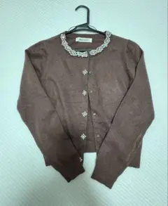 最終値下げ　ブラウンビジュー付きカーディガン Mサイズ