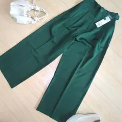 お値下新品タグ付 ehka sopo ワイドパンツ グリーン フリーサイズ