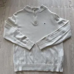 Tommy Hilfiger ホワイト ニットセーター ハーフジップ