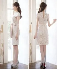 アイボリー レース タイトドレス tika