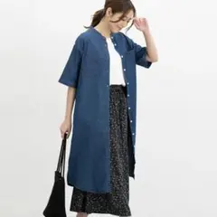 美品 Honeys 【ハニさら・接触冷感】 半袖デニムワンピース