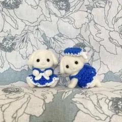 シルバニア服　ふたごちゃんのマリンワンピースセット(青)