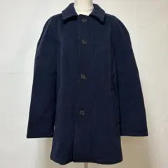 【J.PRESS】ステンカラーコート ヘリンボーン織り ネイビー サイズM