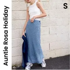 【アンティローザホリデー】美品 S ロングスカート ブルー チェック
