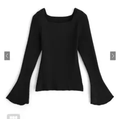 GRL スクエアネックフレアスリーブリブニットトップス［K9153c］