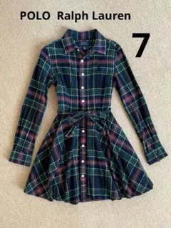 美品【POLO ラルフローレン】　キッズ　長袖ワンピース　チェック　サイズ7
