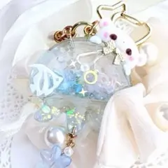【レジン♡シャカシャカ】くまさん♡くらげキーホルダー・ブルー