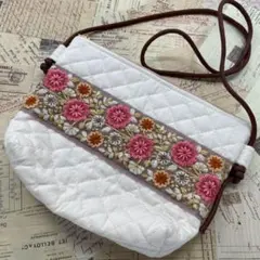 NO.32インド刺繍リボン ショルダーバッグ ハンドメイド 肩掛けカバン
