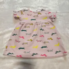ZARA 犬柄 半袖ピンクワンピース 12-18ヶ月