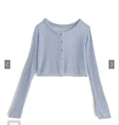 GRL ショート丈シアーニットカーディガン　ブルー